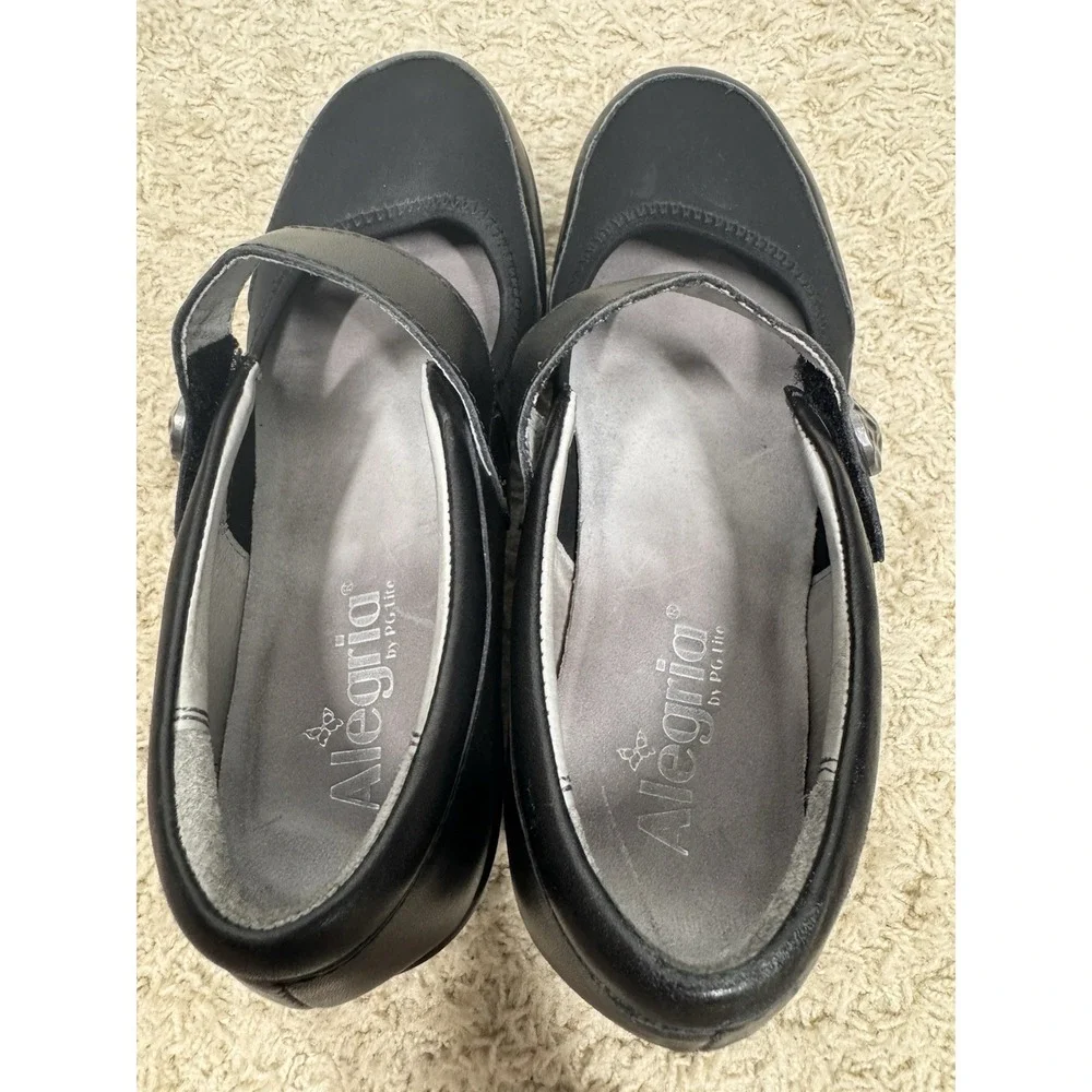 Alegría Maya Black Mary Jane Comfort Shoes Wedge Heel EU‎ 38 US 7-7.5 Supportive